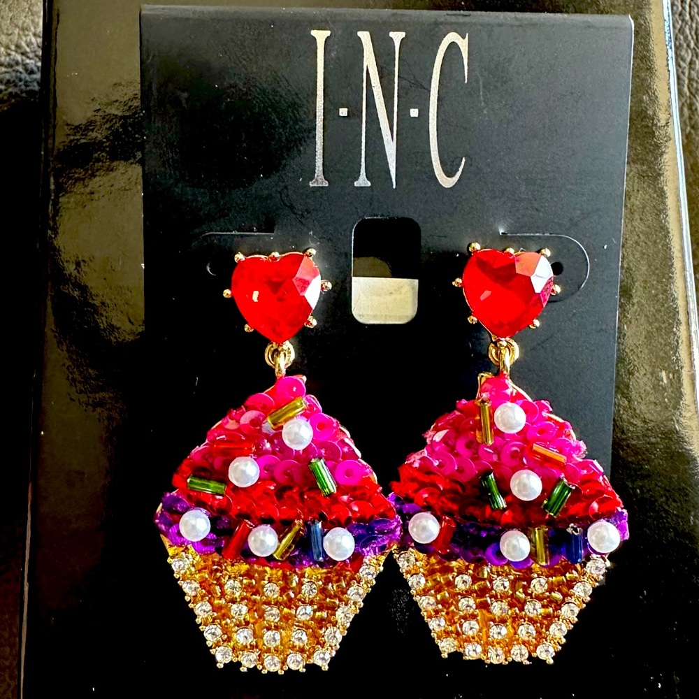 INC multicolored goldstone cupcake earrings